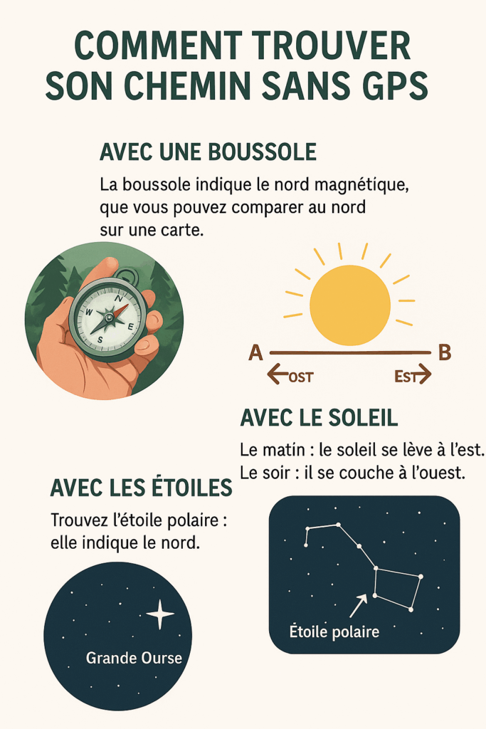 Apprenez à vous orienter sans GPS grâce à des techniques naturelles fiables : boussole, soleil, étoiles. Guide pratique pour survivre sans technologie.