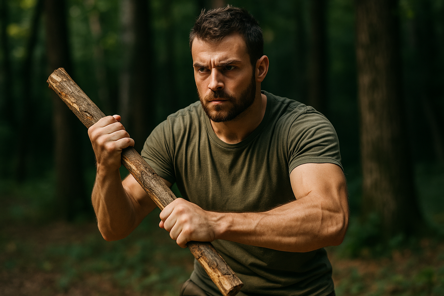 Technique de défense en survie avec un bâton improvisé