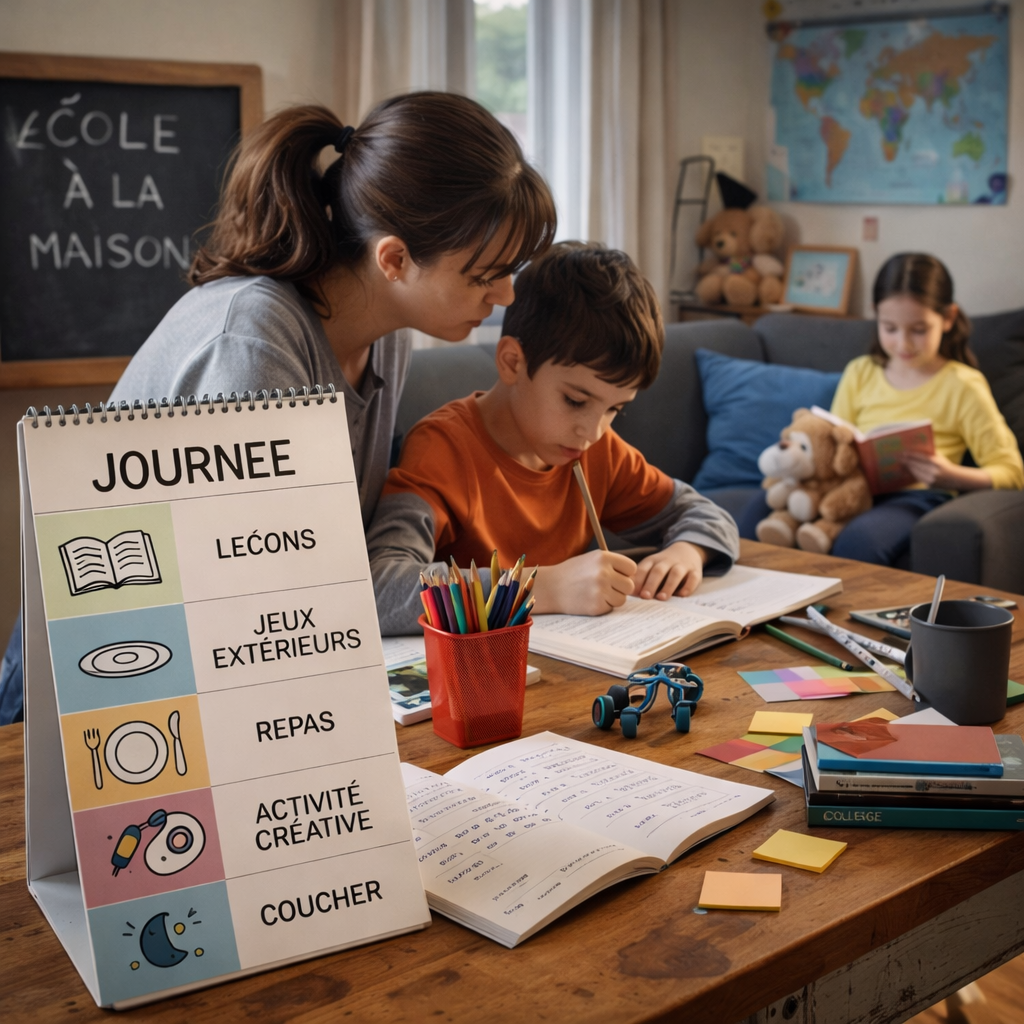 Confinement long avec enfants – routine familiale et école à la maison pour stabilité mentale