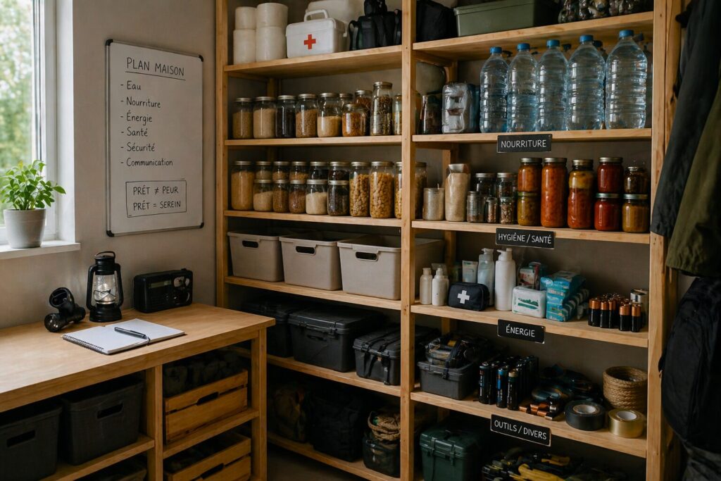 Panier organisé et plan de survie