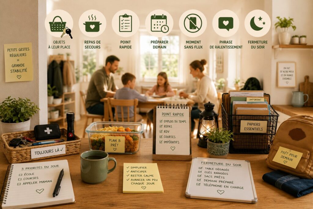 Les micro-habitudes qui rendent un foyer beaucoup plus stable au quotidien micro-habitudes du foyer avec objets rangés, repas simple et organisation légère pour plus de stabilité quotidienne.