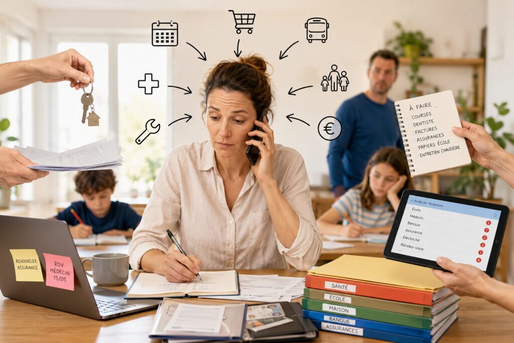 Personne seule au centre de nombreuses responsabilités familiales et domestiques dans un foyer